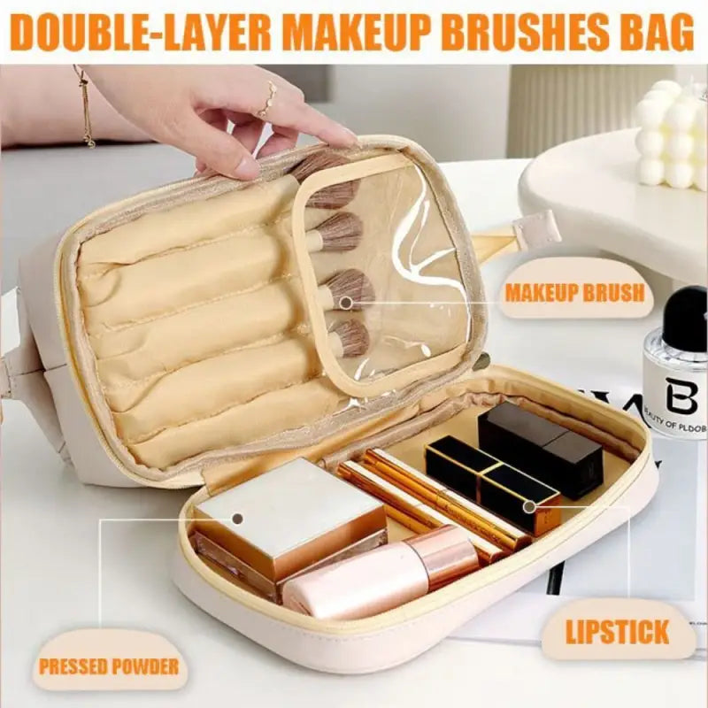 Large Waterproof Leather Makeup Bag