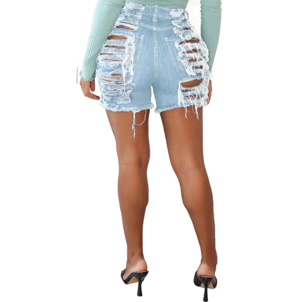 Women Pant Washes Hollow Out Hole Ripped Jeans Summer High Waist