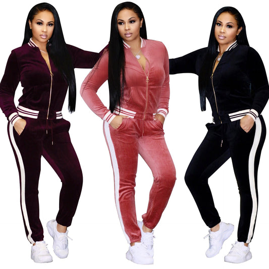 Large Size Women Sport Wear Stand Collar Tracksuits Sexy Women Casual