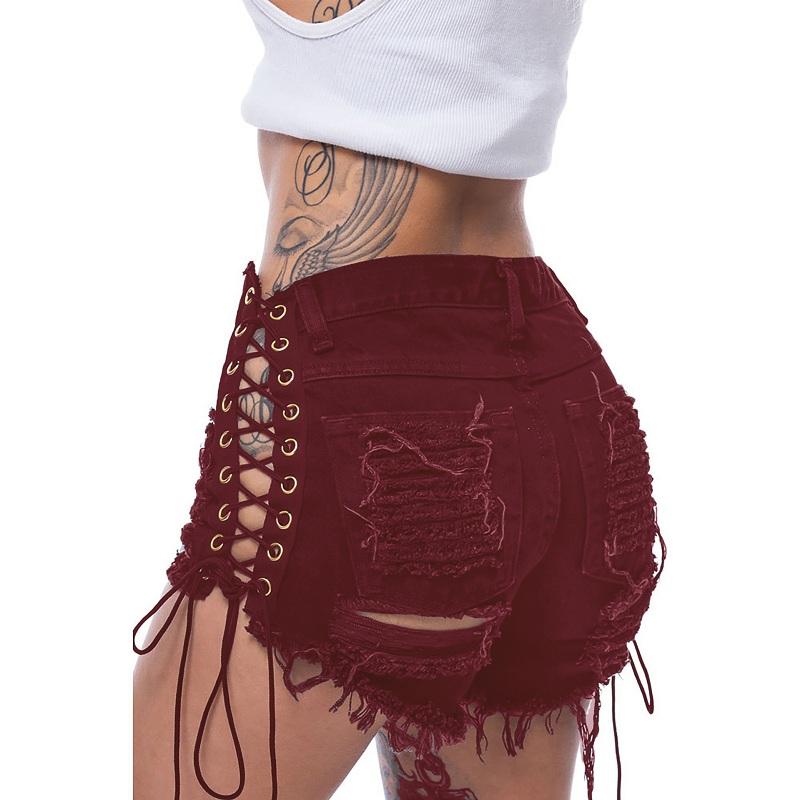 Bandage Shorts Womens Cotton Shorts Summer Pants Fashion Sexy Jeans