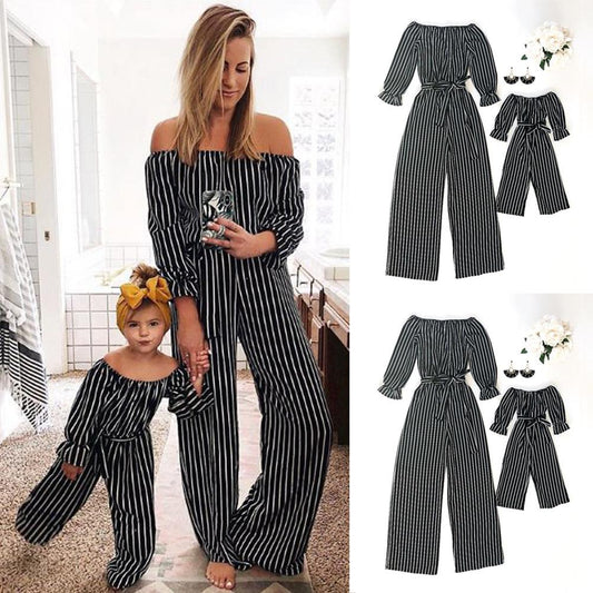 Fashion Striped Family Matching Clothes Mother And Daughter Clothing