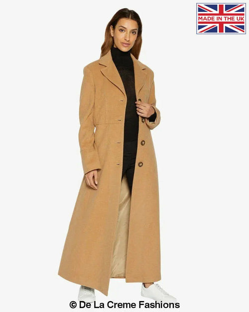 Slim Fit Wool Blend Longline Maxi Coat (1816)