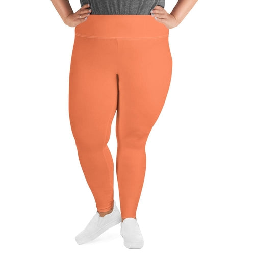 Womens Plus Size Fitness Leggings, Coral Orange Red