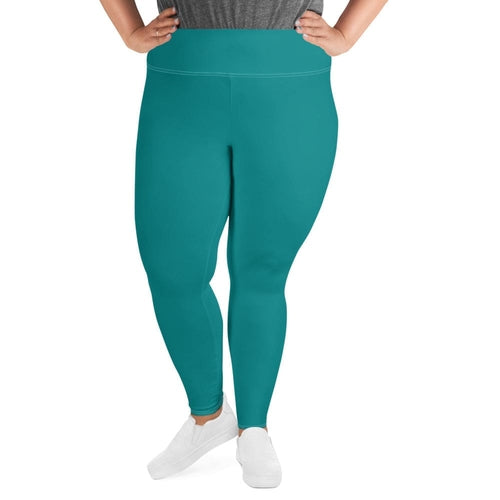 Womens Plus Size Fitness Leggings, Dark Teal Green