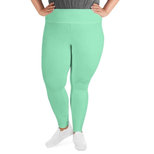 Womens Plus Size Fitness Leggings, Seafoam Green