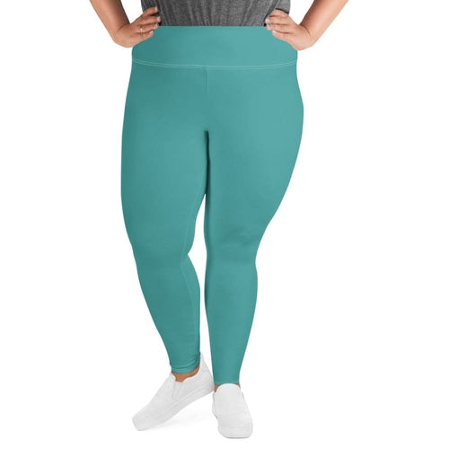 Womens Plus Size Fitness Leggings, Teal Green