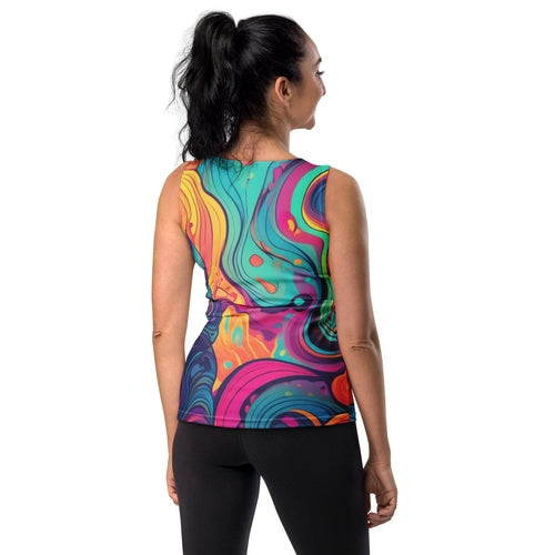 Womens Stretch Fit Tank Top, Vibrant Psychedelic Kaleidoscope Boho 3