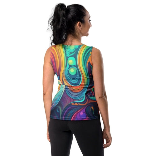 Womens Stretch Fit Tank Top, Vibrant Psychedelic Kaleidoscope Boho 4